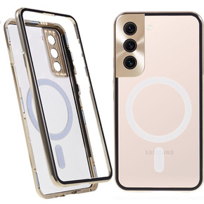 Μαγνητική θήκη Dual Glass MagSafe για Samsung Galaxy S22, χρυσή