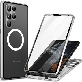 Μαγνητική θήκη Dual Glass MagSafe για Samsung Galaxy S22 Ultra, ασημένια
