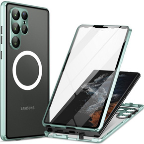 Μαγνητική θήκη Dual Glass MagSafe για Samsung Galaxy S22 Ultra, πράσινο