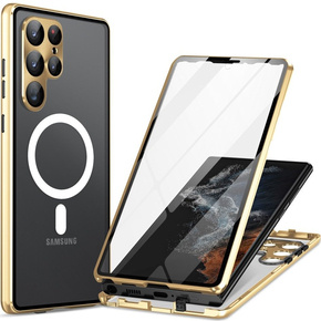 Μαγνητική θήκη Dual Glass MagSafe για Samsung Galaxy S23 Ultra, χρυσή