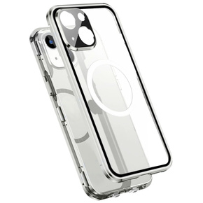 Μαγνητική θήκη Dual Glass MagSafe για iPhone 14, ασημένια