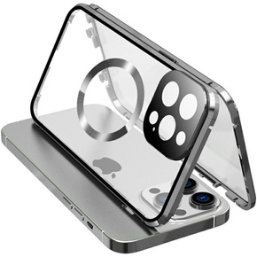 Μαγνητική θήκη Dual Glass MagSafe για iPhone 15 Pro Max, ασημένια