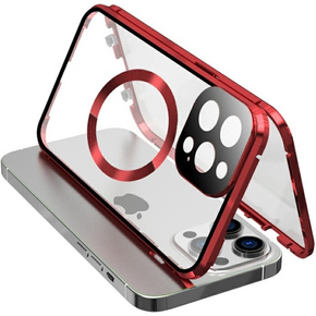 Μαγνητική θήκη Dual Glass MagSafe για iPhone 15 Pro Max, κόκκινη