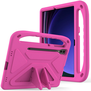 Παιδική θήκη για Samsung Galaxy Tab S9 FE+, παιδική θήκη με λαβή, ροζ