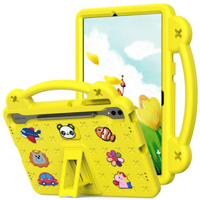 Παιδική θήκη για Samsung Galaxy Tab S9 FE+ Plus, Cute Patterns, με βάση, κίτρινη