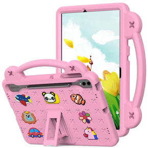 Παιδική θήκη για Samsung Galaxy Tab S9 FE+ Plus, Cute Patterns, με βάση, ροζ