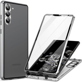 θήκη για το Samsung Galaxy S23 Plus, Magnetic Dual Glass, ασημένια