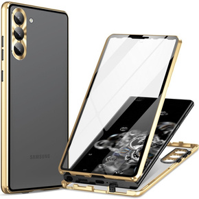 θήκη για το Samsung Galaxy S23 Plus, Magnetic Dual Glass, χρυσή
