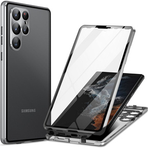 θήκη για το Samsung Galaxy S23 Ultra, Magnetic Dual Glass, ασημένια