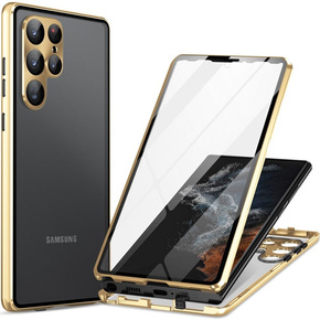 θήκη για το Samsung Galaxy S23 Ultra, Magnetic Dual Glass, χρυσή
