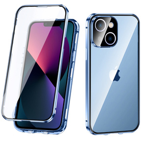 θήκη για το iPhone 13, Magnetic Dual Glass, μπλε