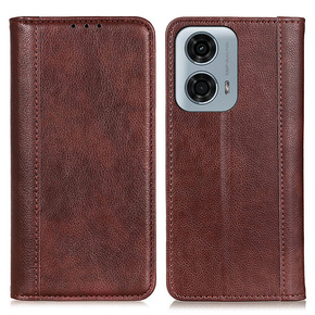 θήκη με πτερύγιο για Motorola Moto G04 / G24 / G24 Power, Split Leather, καφέ