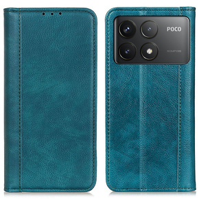 θήκη με πτερύγιο για Xiaomi Poco F6 Pro, Split Leather, πράσινη