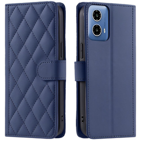 θήκη πτερύγιο για Motorola Moto G24 / G24 Power / G04, Rhombus Crossbody Leather, μπλε