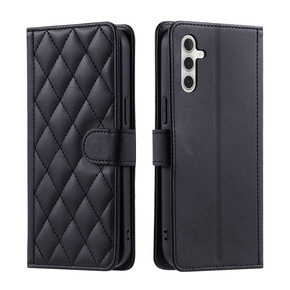 θήκη πτερύγιο για Samsung Galaxy A16, Rhombus Crossbody Leather, μαύρη