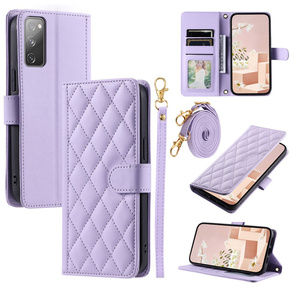 θήκη πτερύγιο για Samsung Galaxy S20 FE, Rhombus Crossbody Leather, μωβ