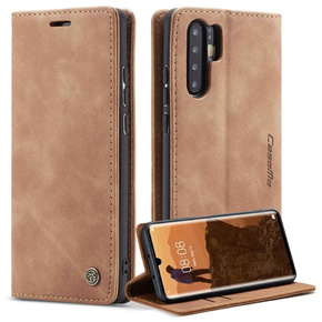 θήκη CASEME για Huawei P30 Pro, Leather Wallet Case, καφέ