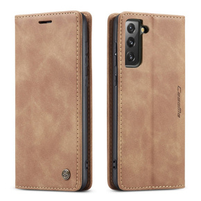θήκη CASEME για Samsung Galaxy S21 FE, Leather Wallet Case, καφέ