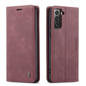 θήκη CASEME για Samsung Galaxy S21 FE, Leather Wallet Case, κόκκινη