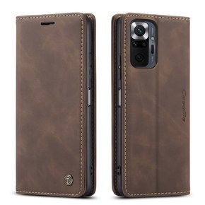 θήκη CASEME για Xiaomi Redmi Note 10 Pro, Leather Wallet Case, καφές