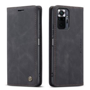 θήκη CASEME για Xiaomi Redmi Note 10 Pro, Leather Wallet Case, μαύρη