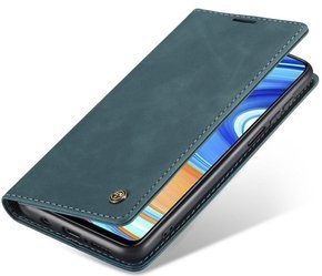 θήκη CASEME για Xiaomi do Czerwonemi Note 9s / 9 Pro, Leather Wallet Case, μπλε