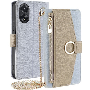 θήκη Wallet Zipper Pocket flip για το Oppo A38 4G / Oppo A18 4G, Wallet Zipper Pocket, με καθρέφτη, μπλε