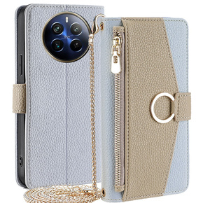 θήκη Wallet Zipper Pocket flip για το Realme 12 Pro 5G / 12 Pro+ 5G, Wallet Zipper Pocket, με καθρέφτη, μπλε