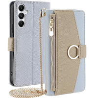 θήκη Wallet Zipper Pocket flip για το Samsung Galaxy A05s, Wallet Zipper Pocket, με καθρέφτη, μπλε