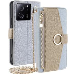 θήκη Wallet Zipper Pocket flip για το Xiaomi 13T / 13T Pro / Redmi K60 Ultra, Wallet Zipper Pocket, με καθρέφτη, μπλε