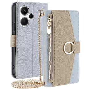 θήκη Wallet Zipper Pocket flip για το Xiaomi Redmi Note 13 Pro+, Wallet Zipper Pocket, με καθρέφτη, μπλε