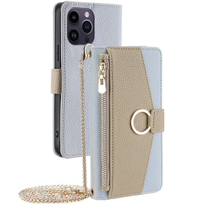 θήκη Wallet Zipper Pocket flip για το iPhone 14 Pro Max, Wallet Zipper Pocket, με καθρέφτη, μπλε