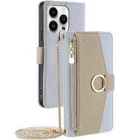 θήκη Wallet Zipper Pocket flip για το iPhone 14 Pro, Wallet Zipper Pocket, με καθρέφτη, μπλε