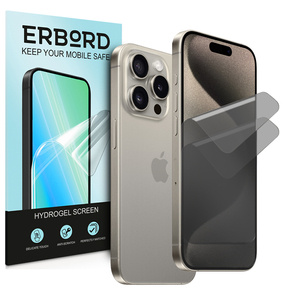 2 x Μεμβράνη προστασίας προσωπικών δεδομένων για το iPhone 15 Pro, ERBORD Anti-Spy Hydrogel