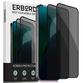 2x Μετριασμένο γυαλί απορρήτου για iPhone 16 Pro, ERBORD Anti-Spy