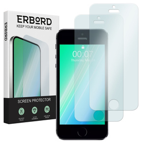 2x Μετριασμένο γυαλί για iPhone 5/5S/5C/SE, ERBORD 9H Hard Glass στην οθόνη