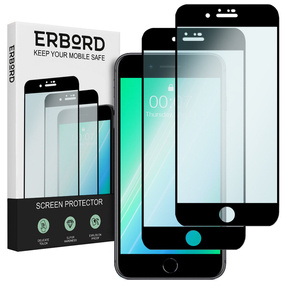 2x Μετριασμένο γυαλί για iPhone 7/8/SE 2020/SE 2022, ERBORD 3D πλήρης οθόνη