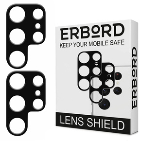 2x ERBORD μετριασμένο γυαλί για την κάμερα για να Samsung Galaxy S22 Ultra, μαύρη