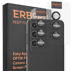 2x ERBORD OPTIK Pro μετριασμένο γυαλί για κάμερα Samsung Galaxy A55, μαύρη