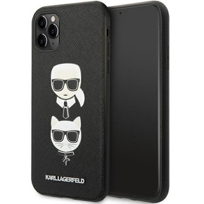 Karl Lagerfeld Θήκη για iPhone 11 Pro, Saffiano Iconic Karl&Choupette Head, μαύρη