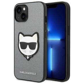 Karl Lagerfeld Θήκη για iPhone 14 Plus, Saffiano Choupette Head Patch, ασημένια