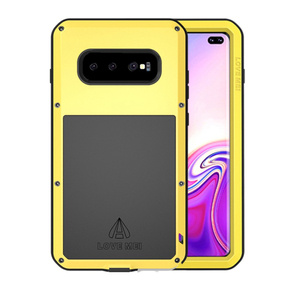 Love Mei Θήκη για Samsung Galaxy S10+ Plus, armored with glass, κίτρινη