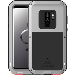 Love Mei Θήκη για Samsung Galaxy S9+ Plus, armored with glass, ασημένια