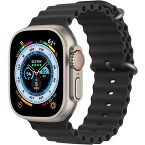 Pasek Silikonowy Waves do Apple Watch 1/2/3/4/5/6/7/8/SE/ 38/40/41/MM, Czarny