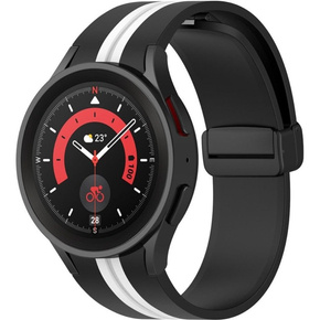 Pasek Silikonowy do Samsung Galaxy Watch 4 / 5 40/42/44/46/45MM PRO, Czarny / Biały