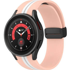 Pasek Silikonowy do Samsung Galaxy Watch 4 / 5 40/42/44/46/45MM PRO, Różowy / Biały