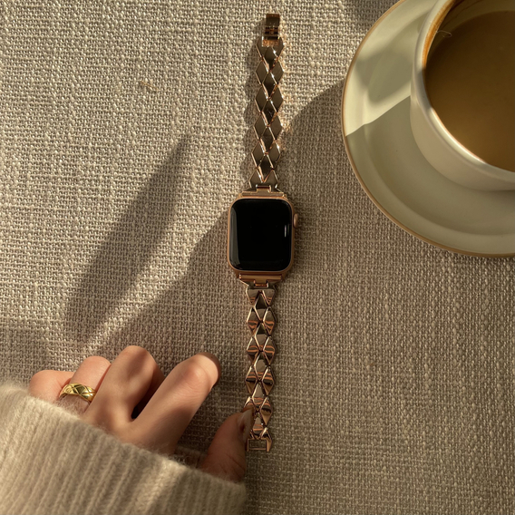 Γυναικείο βραχιόλι για Apple Watch 1/2/3/4/5/6/7/8/SE/ULTRA 42/44/45/49MM, ροζ χρυσό