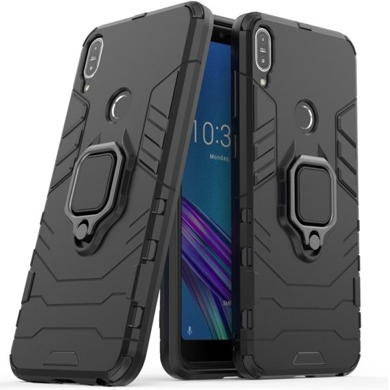 Θήκη για Asus ZenFone Max Pro M1 ZB602KL, Kickstand Ring, μαύρη