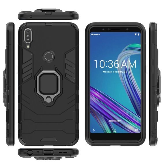 Θήκη για Asus ZenFone Max Pro M1 ZB602KL, Kickstand Ring, μαύρη