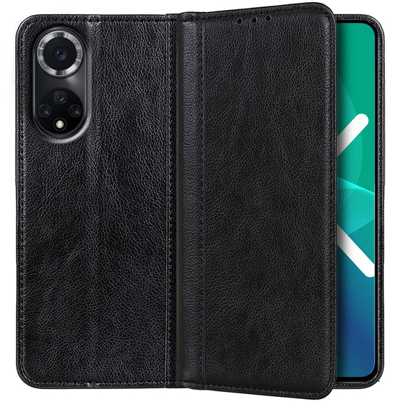 Θήκη για Huawei Nova 9, Wallet Litchi Leather, μαύρη